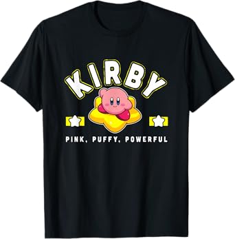 Kirby Pink Puffy Powerful Star Frame Varsity T-Shirt