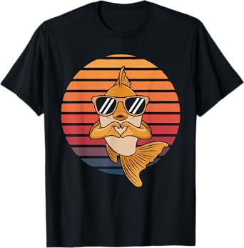 Heart Hands Funny Retro Goldfish Lover Sunglasses Making T-Shirt