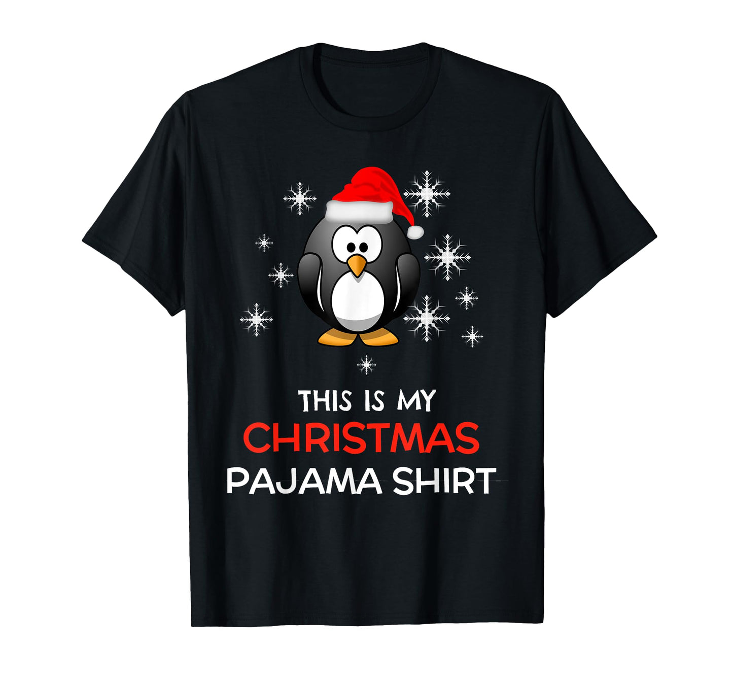 This is My Christmas Pajama Shirt Penguin Santa T-Shirt