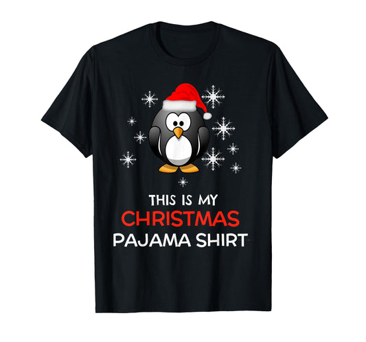 This is My Christmas Pajama Shirt Penguin Santa T-Shirt