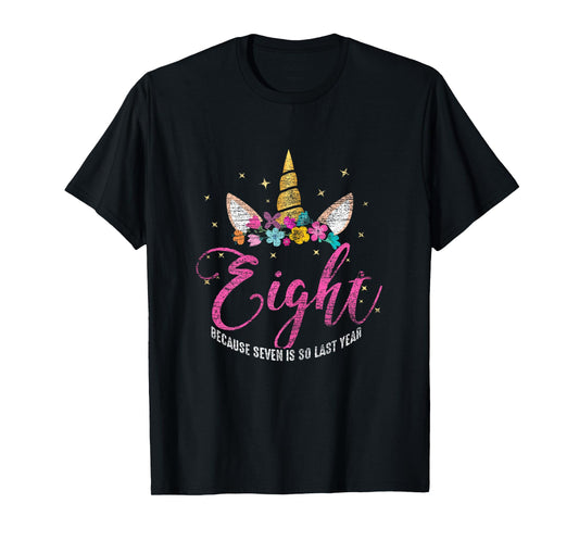 8 Years Old Birthday Girl Gifts Unicorn 8th Birthday T-Shirt
