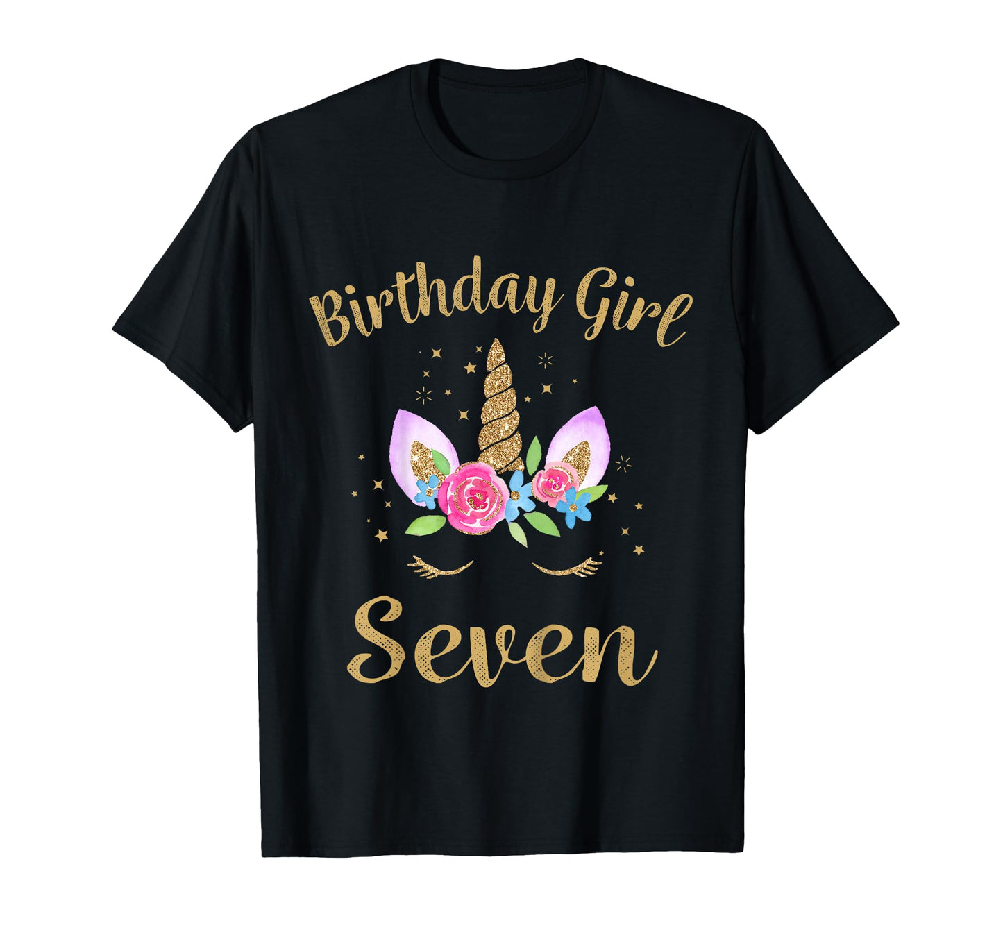 Kids 7 Year Old Birthday Girl Unicorn Shirt 7th Birthday Outfit T-Shirt