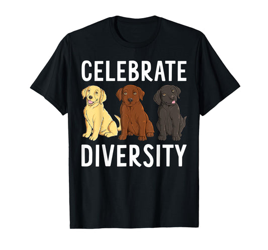 Funny Labrador Puppies Celebrate Diversity Labrador Dog T-Shirt