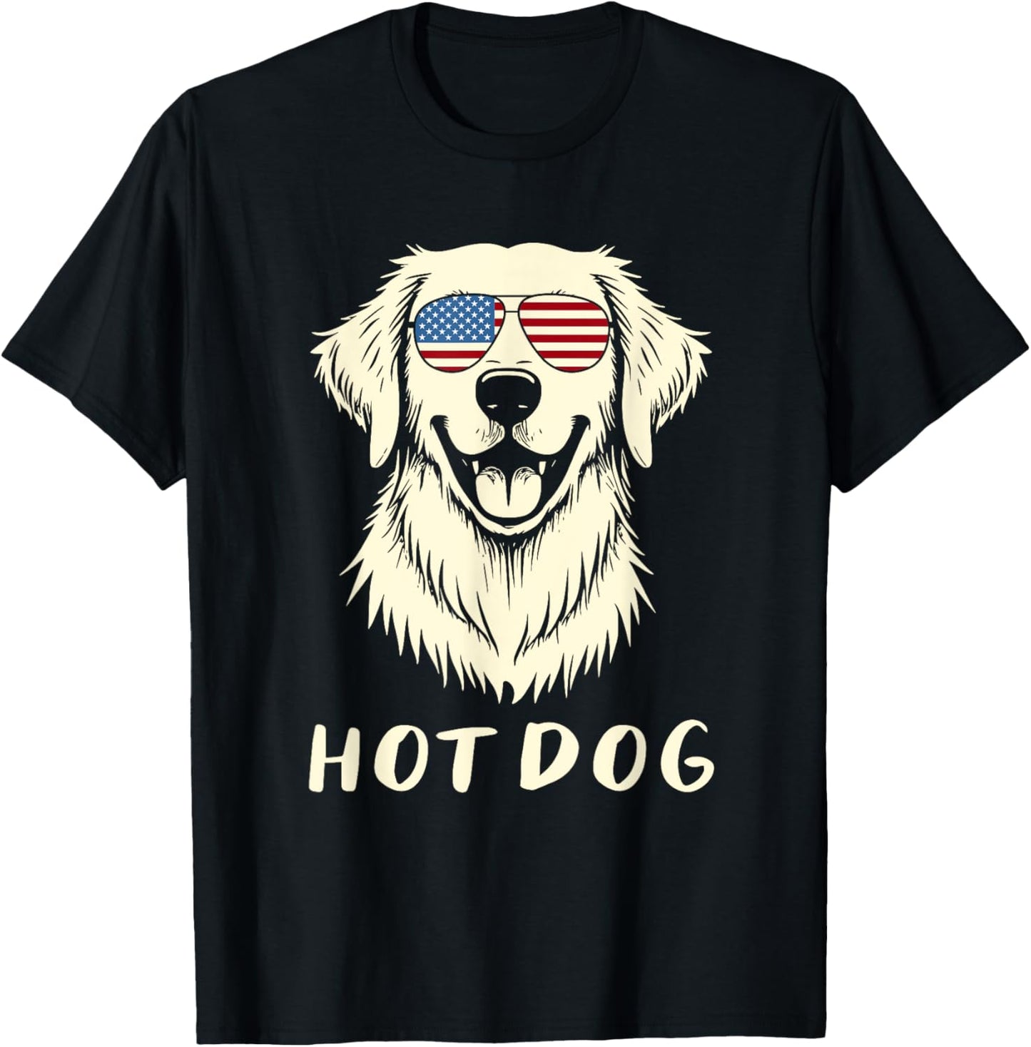Golden Retriever 4th of July is a Hot Dog US Flag Hotdog T-Shirt