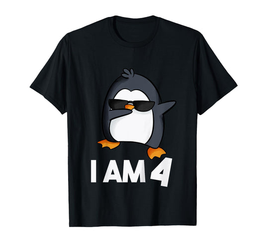 Penguin Birthday Shirt 4 Years Old Birthday Outfit Kids T-Shirt