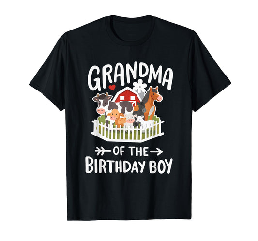 Grandma Of The Birthday Boy Farm Animal Bday Family Matching T-Shirt