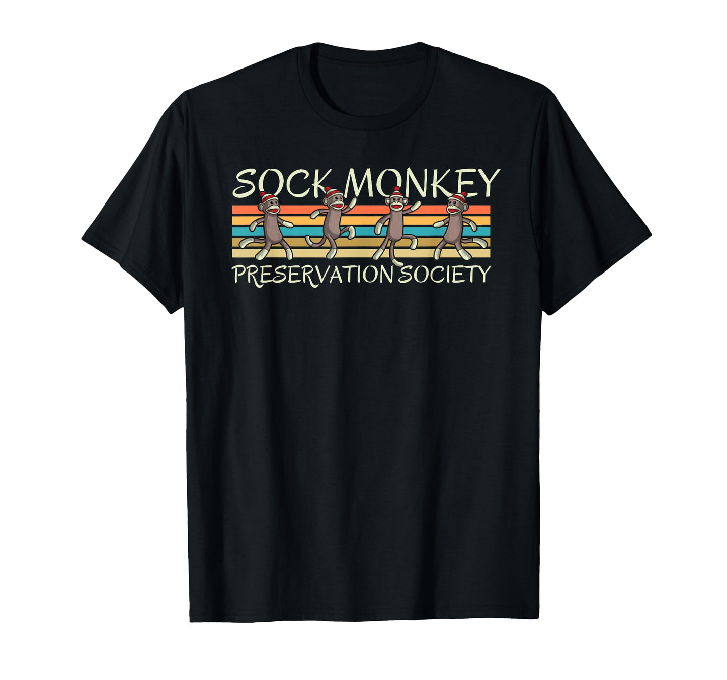 Sock Monkey Preservation Society Retro Vintage Stripes T-Shirt