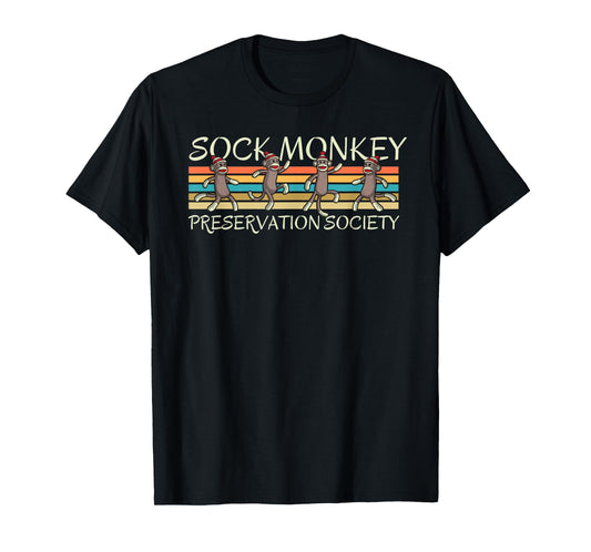 Sock Monkey Preservation Society Retro Vintage Stripes T-Shirt