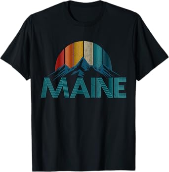 Maine Vintage Retro Mountains Souvenir Gift T-Shirt