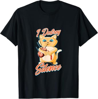 Bagpipe Cat I Destroy Silence Scottish Bagpiper Gift T-Shirt