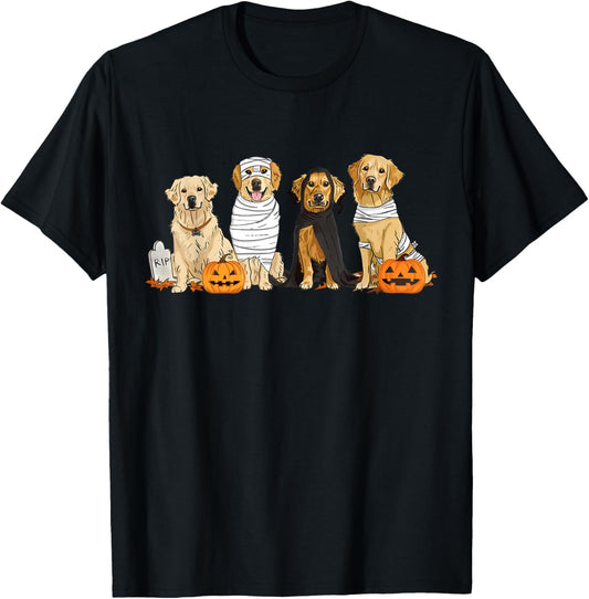 Golden Retriever Ghost Dog Halloween Golden Retriever Witch T-Shirt