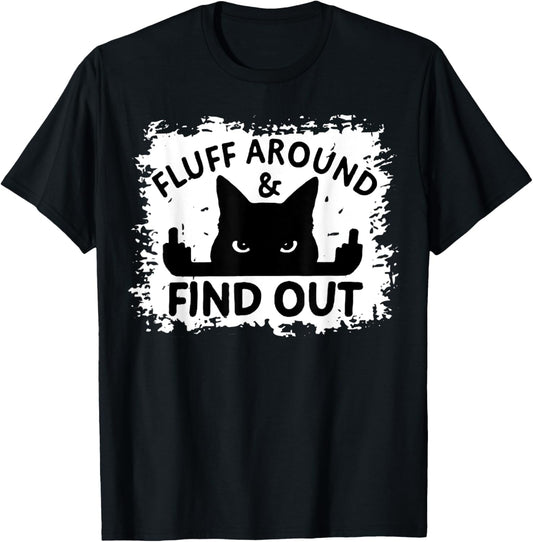 Funny Black Cat Sarcastic Humor T-Shirt for Cat Lovers, Unisex-Adults, Short Sleeve, Small, Black
