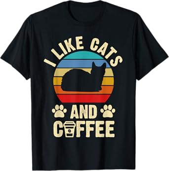 I like Cats & Coffee Funny vintage Kitten theme lover T-Shirt