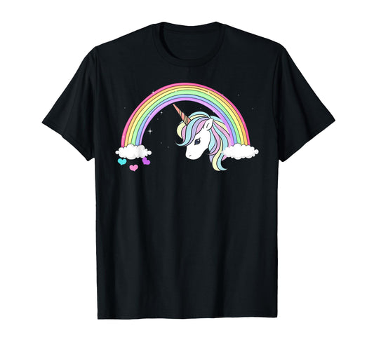 Unicorn Rainbow with Sparkles and Hearts no words wording T-Shirt