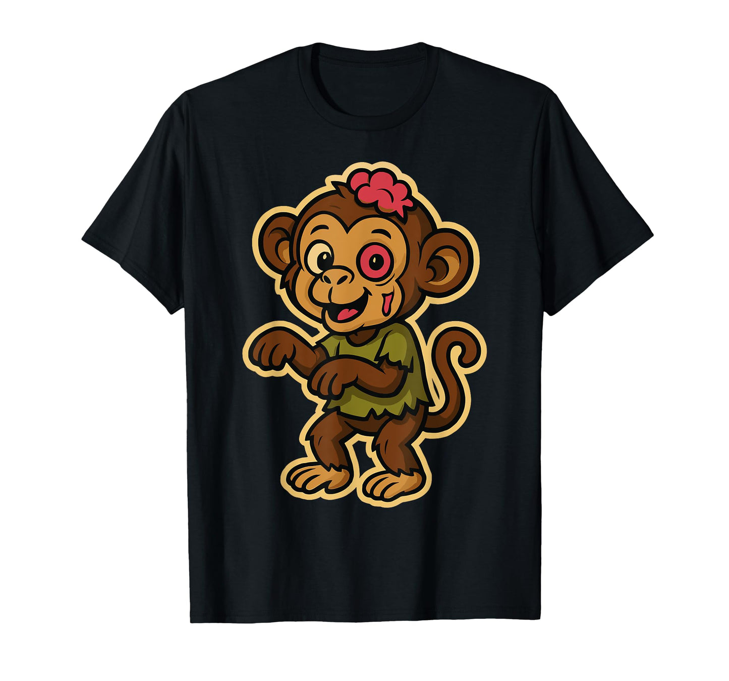 Funny Monkey in Zombie Costume for Kids Boys Girls Halloween T-Shirt