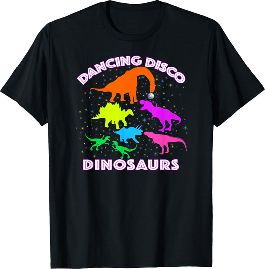 Disco Dancing Dinosaurs Prove Awesome Teacher Present Idea T-Shirt for Men Women Kids