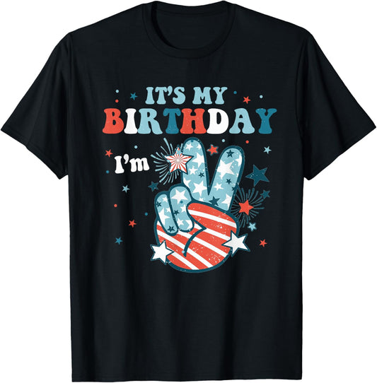 4th Of July 2nd Birthday Party Decorations I'm 2 Yrs Old Boy T-Shirt