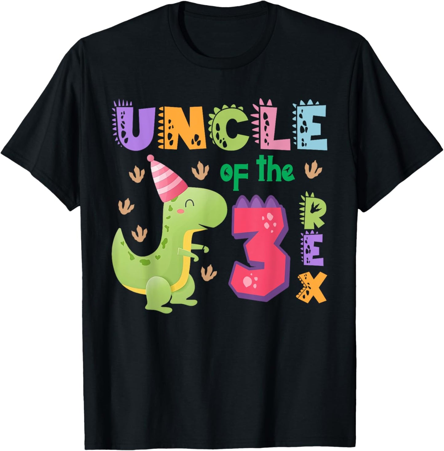 Uncle of the Three Rex Birthday Dinosaur Family Matching T-Shirt