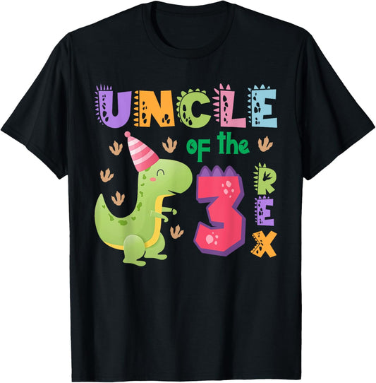 Uncle of the Three Rex Birthday Dinosaur Family Matching T-Shirt