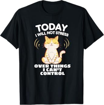 Today I Will Not Stress Over Things I Can't Control Yoga Cat T-Shirt