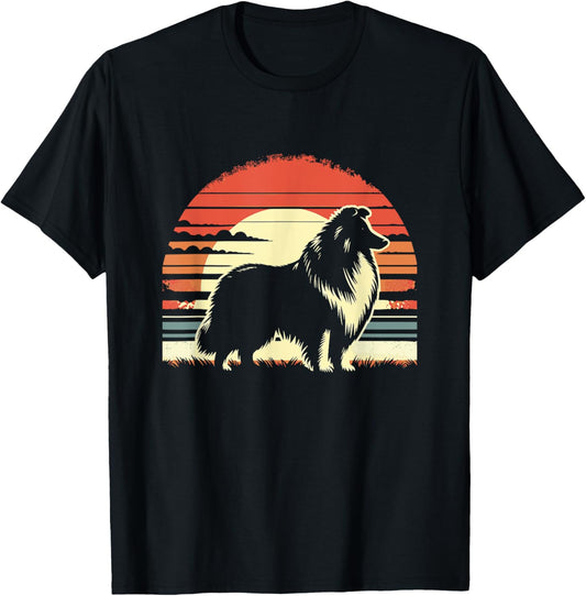 Retro Shetland Sheepdog Dog Sheltie Art Design T-Shirt