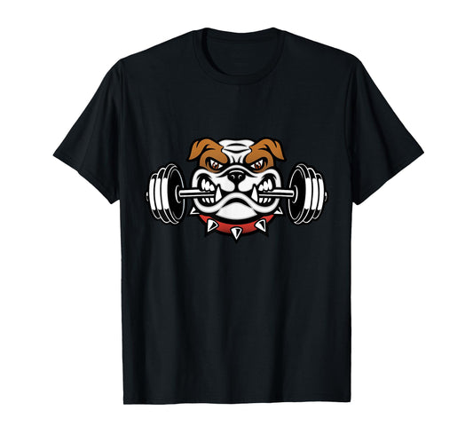Funny Bulldog Weightlifting Fitness Gym T-Shirt for Men Women Kids