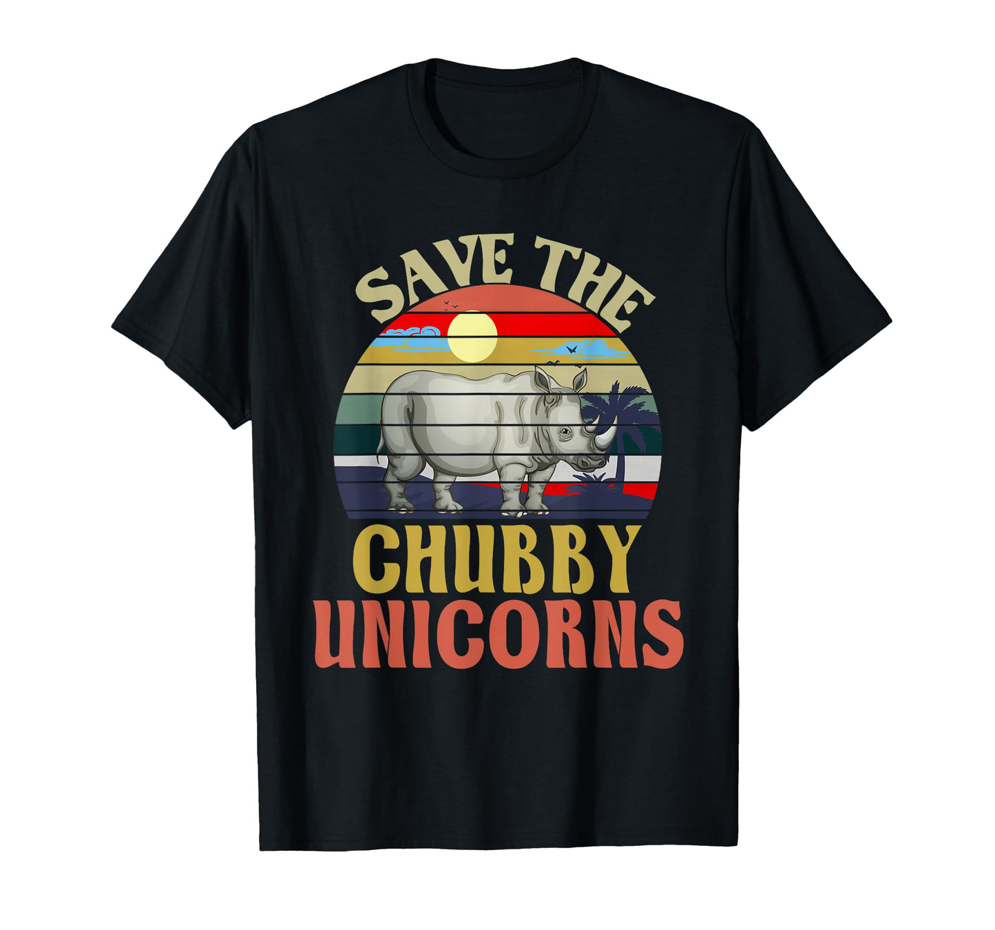 Save The Chubby Unicorn Rhino Retro T-Shirt
