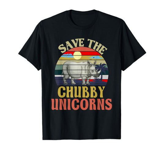 Save The Chubby Unicorn Rhino Retro T-Shirt