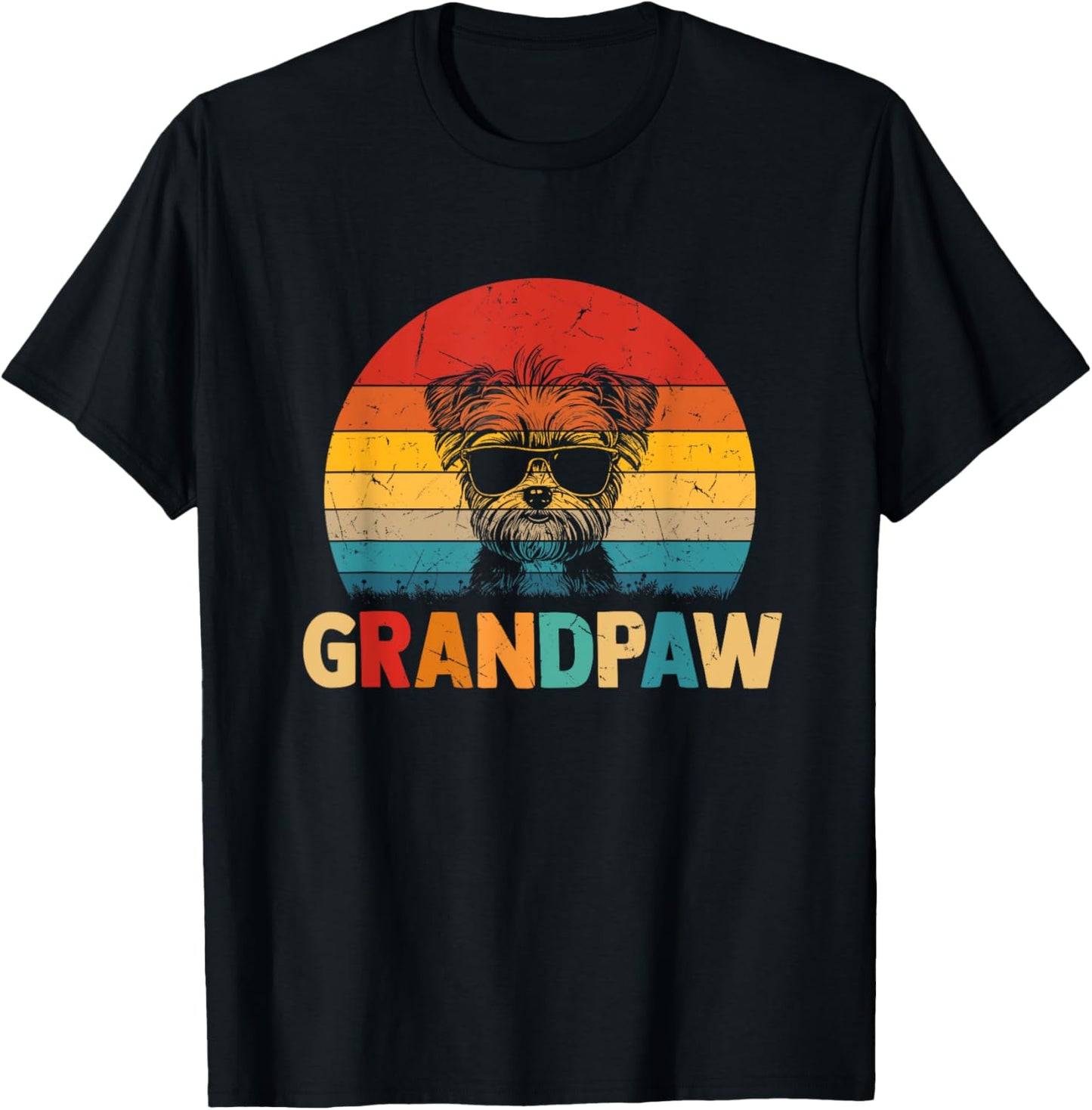 Funny Grandpaw Retro Vintage Morkie Lovers Grandpa Fathers T-Shirt