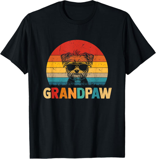 Funny Grandpaw Retro Vintage Morkie Lovers Grandpa Fathers T-Shirt