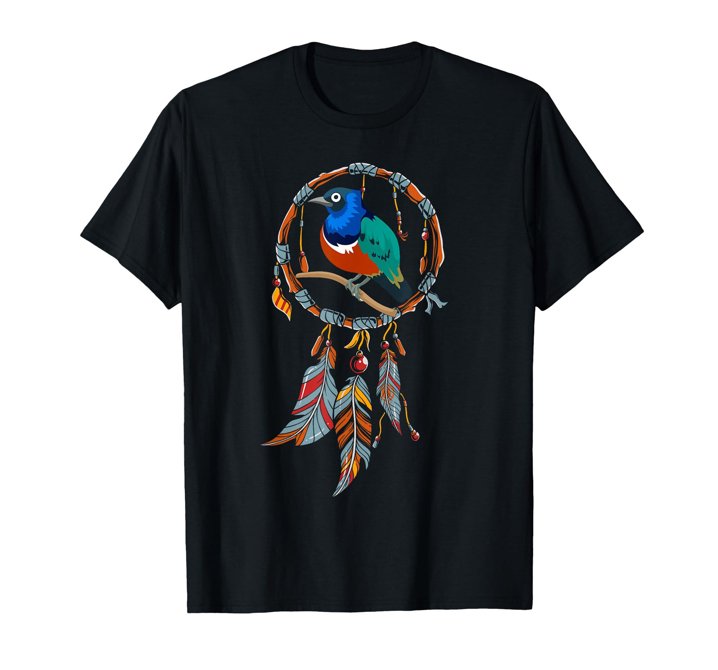 Colourful Feather Hippie Esoteric Gift Bird Dream Catcher T-Shirt