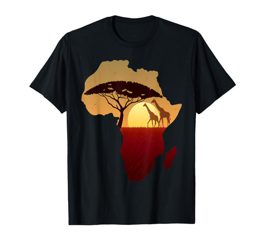Africa T-Shirt Giraffe Map Dad South Animals Big Five Safari T-Shirt