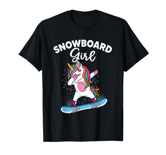 unicorn Snowboarding Skiing Dabbing unicorn Snowboard girl T-Shirt