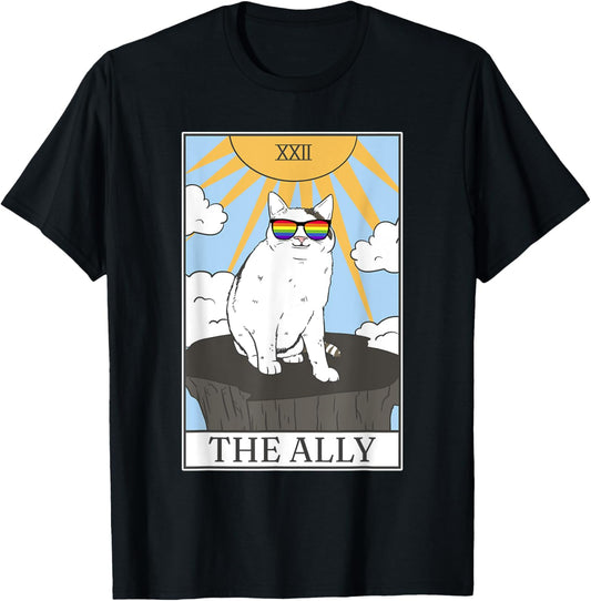 Gay Pride Pride Sunglasses Ally Cat Tarot Card T-Shirt