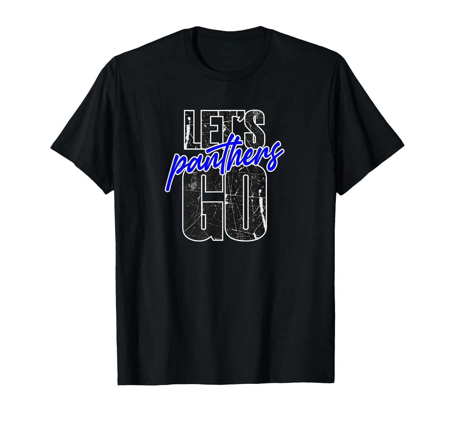 Go Panthers Mascot School Spirit Blue and Black T-Shirt