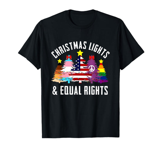 Funny LGBTQ Xmas Shirt - Christmas Lights And Equal Rights LGBTQ T-Shirt