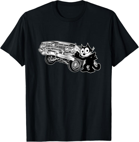 Felix Cat Cartoon Lowrider Hydraulic Bounce Tilt Car Club T-Shirt