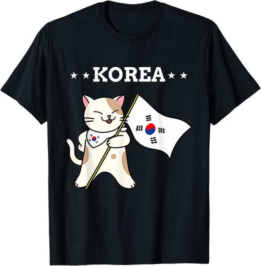 Korean Flag & Cat | South Korea T-Shirt