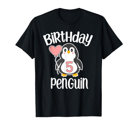 5th Birthday Penguin Shirt - 5 Year Old Birthday T-Shirt T-Shirt