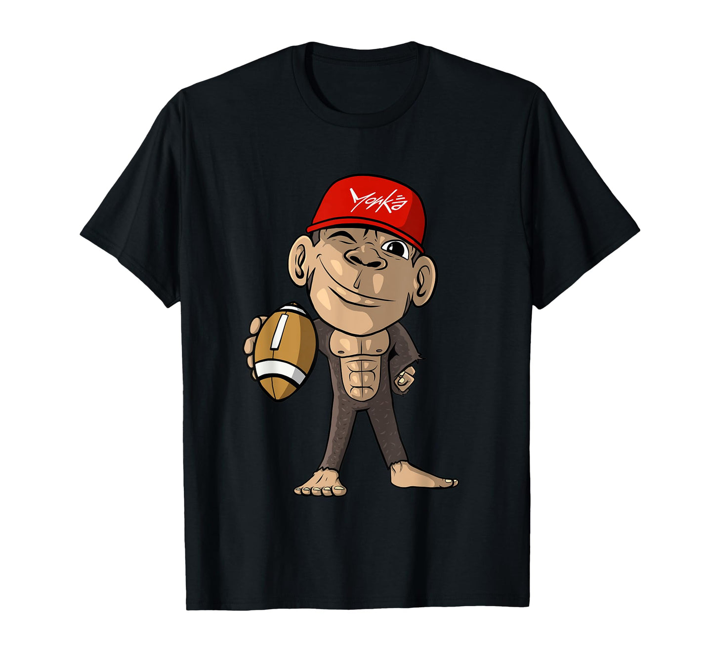 Cute Monkey with Football - American Football T-Shirt
