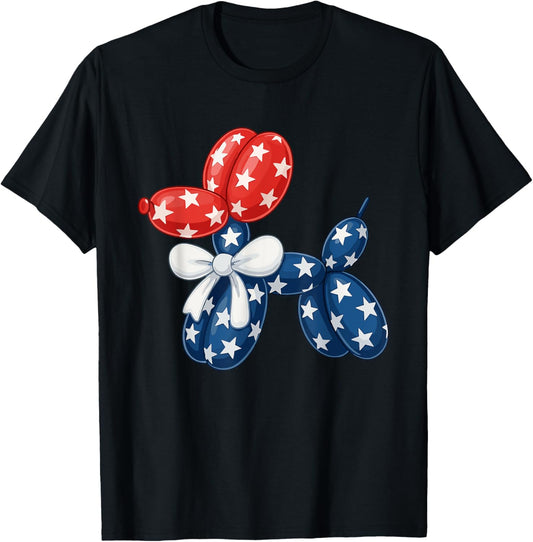 Coquette American Flag Balloon Dog 4th Of July Patriotic T-Shirt