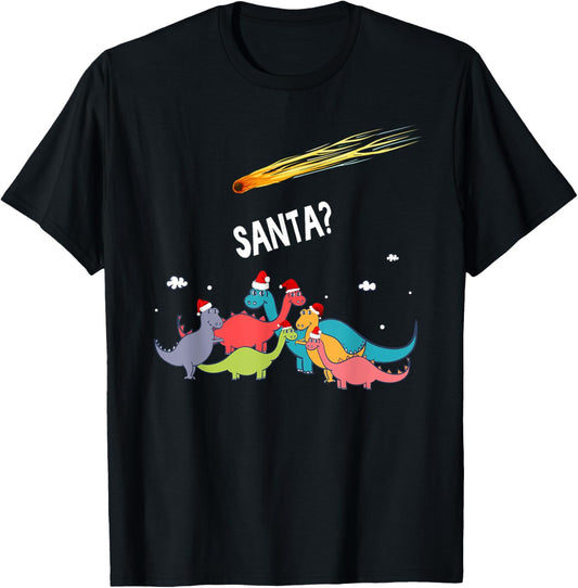 Dinosaur Ugly Christmas Sweater Merry Extinction Santa Hat T-Shirt