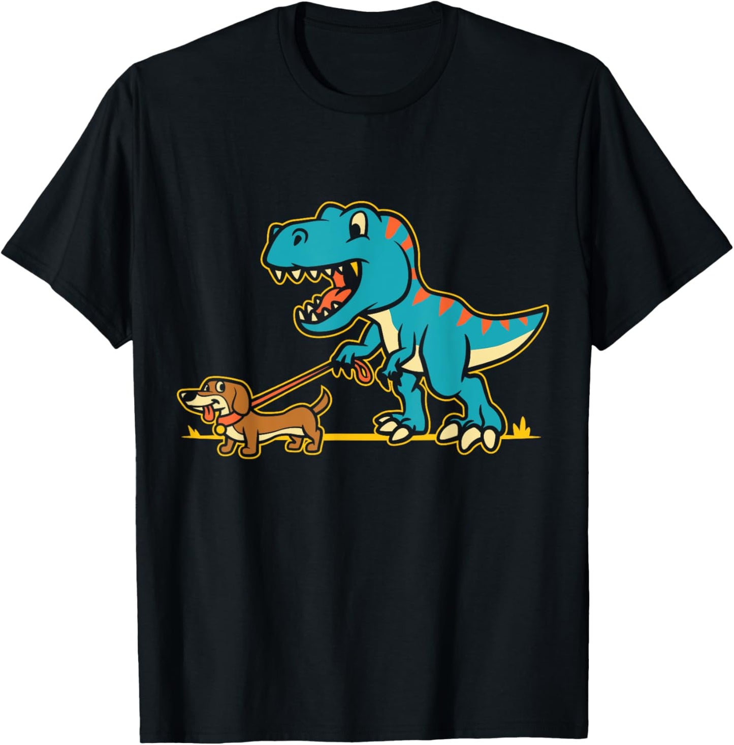 Cute Dinosaur and Dachshund Kids Boys Girls T-Shirt
