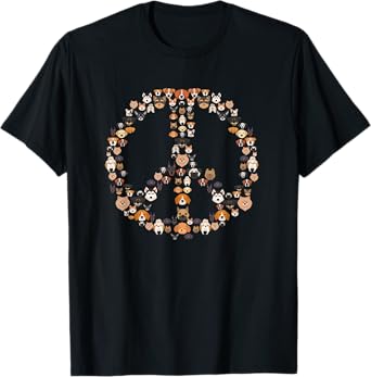 Peace Sign Hippie Retro Rescue Dog Breeds Pet Owner Animal T-Shirt for Men Women Kids