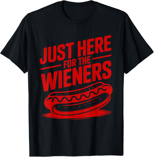 Vintage I'm Just Here For The Wieners 4th Of July Hot Dog T-Shirt