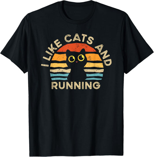 I Like Cats And Running T-Shirt