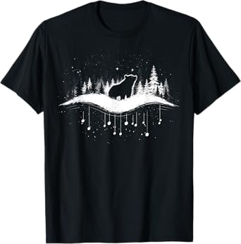 Retro Wilderness Bear Trees Reflection Outdoor Forest T-Shirt