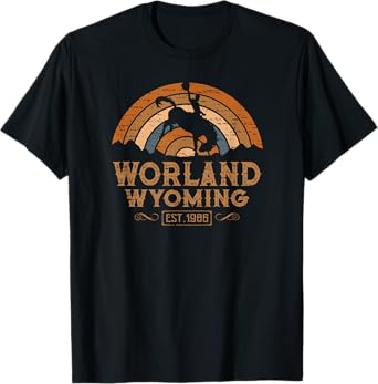 Worland Wyoming WY Retro Style Rodeo Cowboy T-Shirt