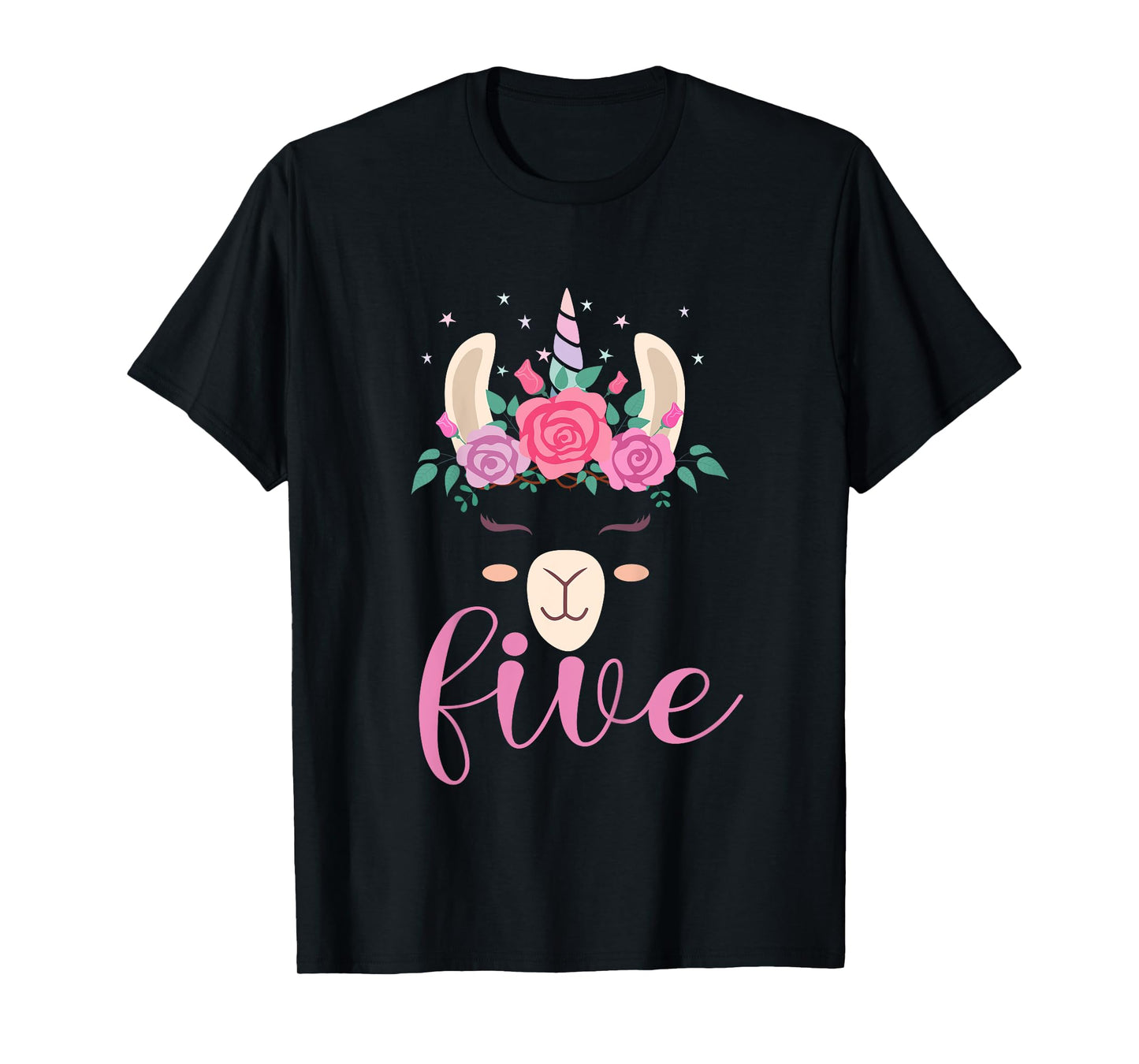 Kids 5 year Old Llamacorn Birthday Party Llama Unicorn 5th Gift T-Shirt