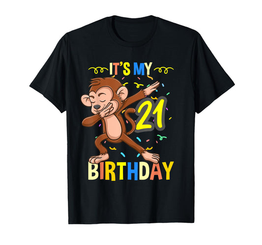 Its My 21st Birthday Dabbing Monkey Animal T-Shirt